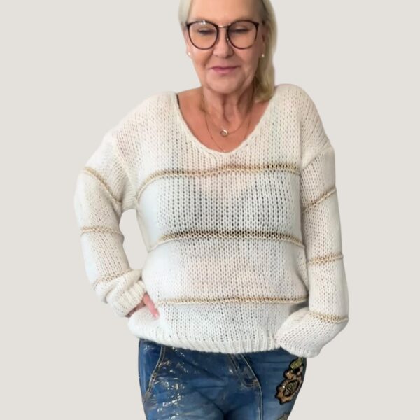 Stickad tröja dam Penny off-white