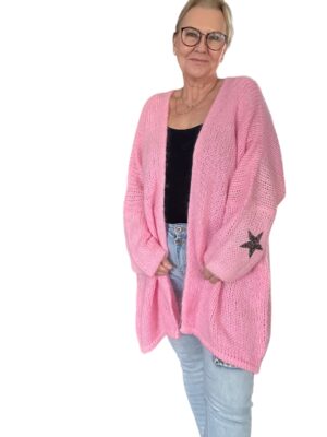 Cardigan stjärna rosa