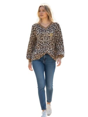 Leopardtopp Dam med Gulddetalj