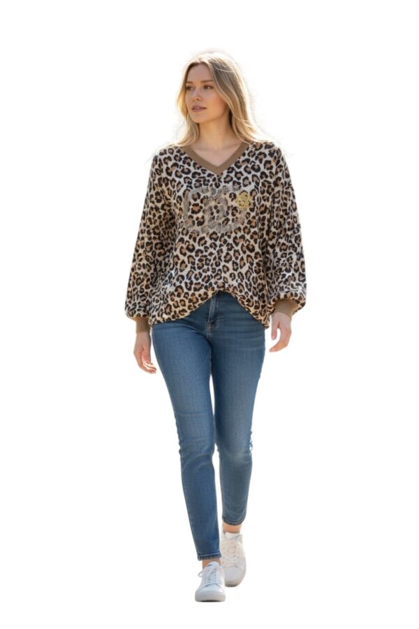 Leopardtopp Dam med Gulddetalj