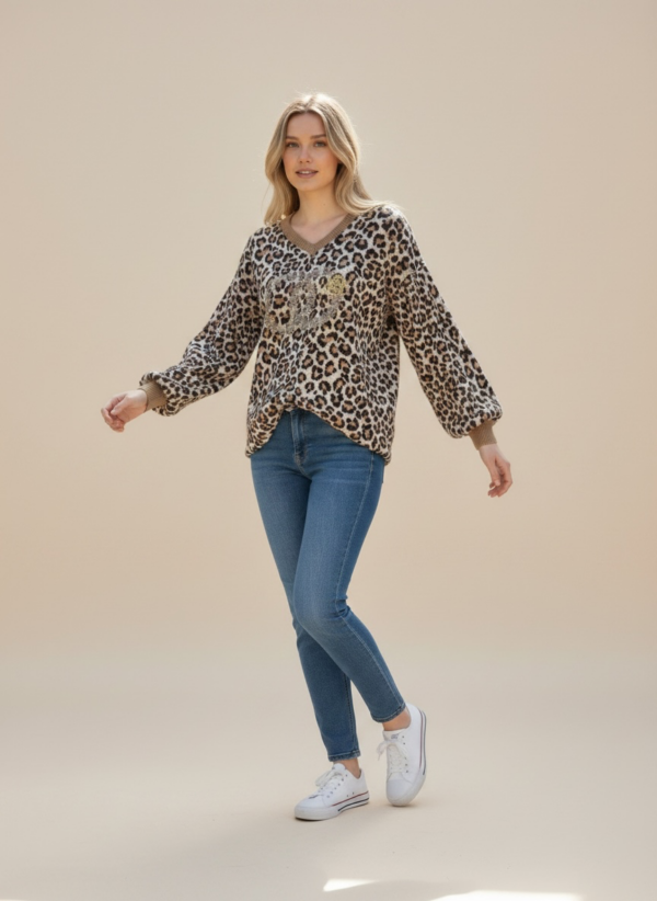 Leopardtopp Dam med Gulddetalj