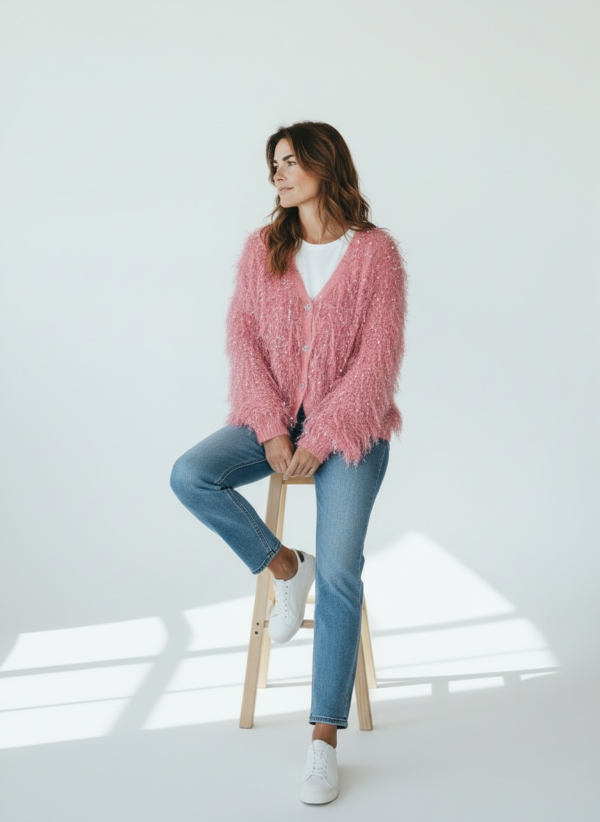 kofta med Paljetter – Rosa