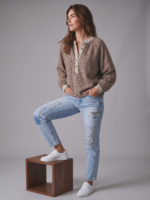 Rutig blus dam Lula brun/beige