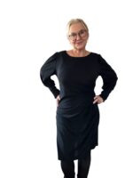 Klänning glittrig med drapering