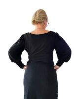 Klänning glittrig med drapering