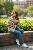 jacka Amy i teddykvalitet med blommor