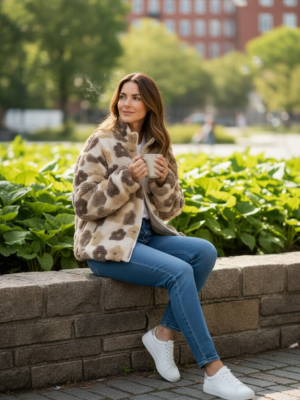 jacka Amy i teddykvalitet med blommor