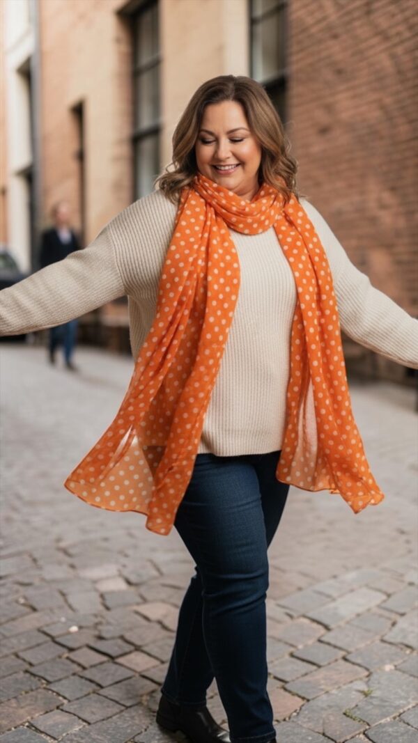 Sjal prickig orange