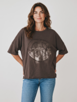 T-shirt med Metalliskt Peacemärke Dam – Mörkbrun