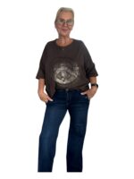 T-shirt med Metalliskt Peacemärke Dam – Mörkbrun