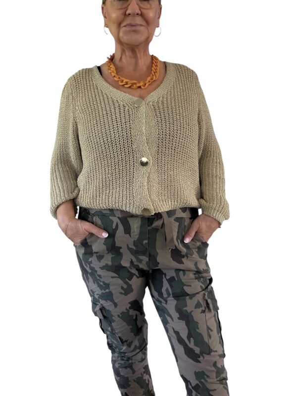 Cargobyxor i camouflage med stretch